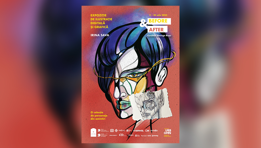 ​Invitație expoziția intitulată „Before and After” semnată de Irina Sava, Galeria de Artă „Studio 7/9” a U.A.P.R. Filiala Iași,