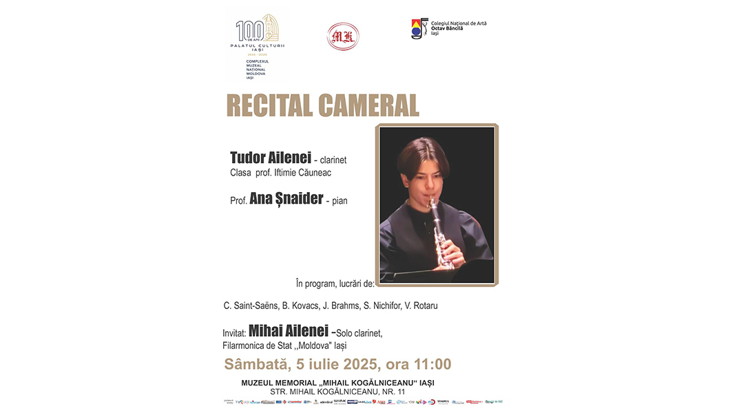 Recital cameral la Muzeul Memorial „Mihail Kogălniceanu” Iași
