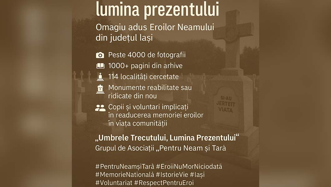 „Umbrele trecutului, lumina prezentului” – Povestea unui omagiu adus Eroilor Neamului din județul Iași