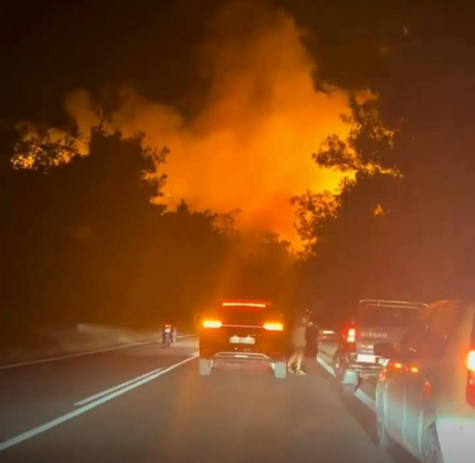 Incendiu puternic în Thassos! Flăcările au cuprins drumul, iar insula este parțial fără curent. Turiștii sunt sfătuiți să rămână calmi