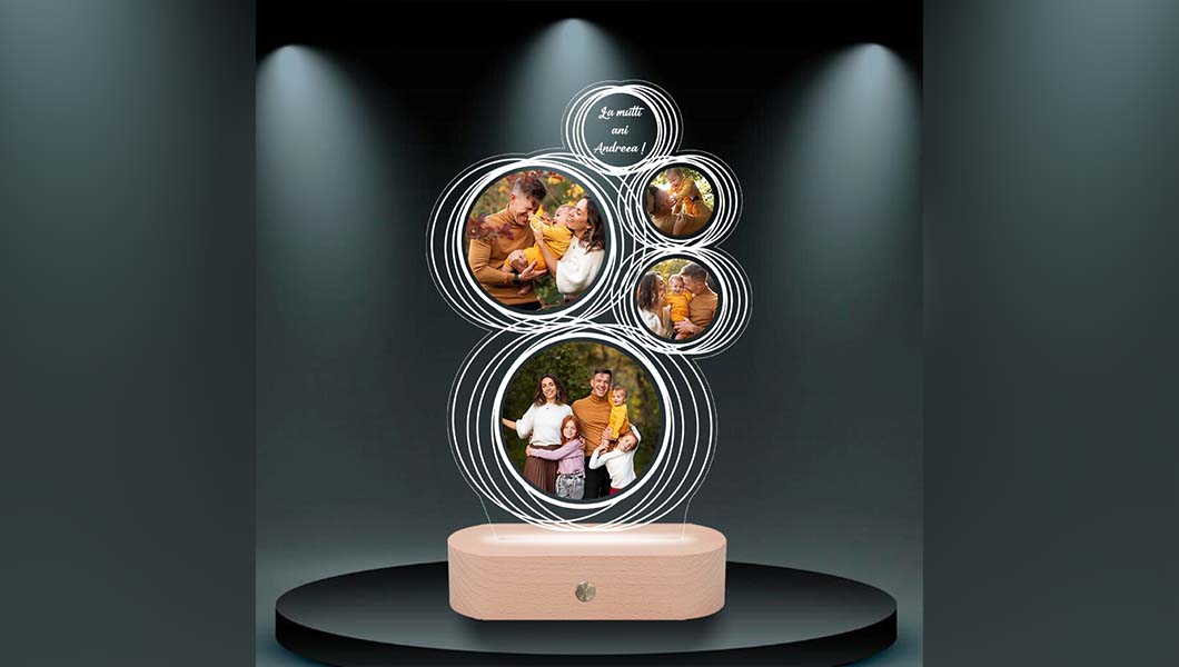 Lampa LED 3D personalizată – Cadoul perfect care îmbină emoția cu eleganța