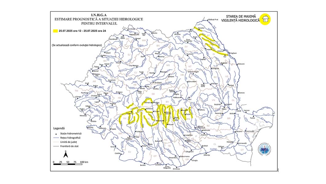 Atenționare hidrologică pentru județul Iași! Risc de viituri pe râul Jijia și afluenții acestuia