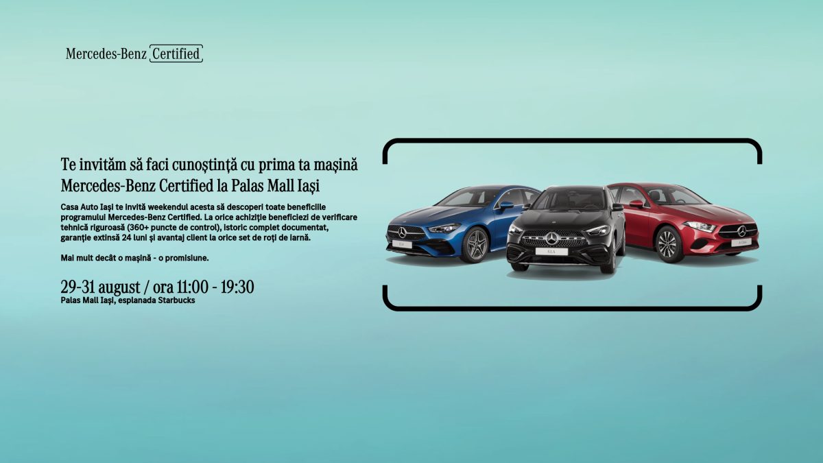 Sesiune premium de Test Drive cu Mercedes-Benz Certified la Palas Mall weekend-ul acesta!
