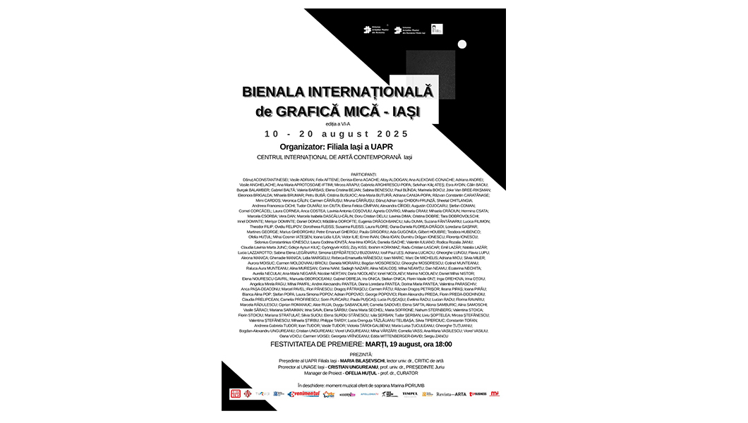 BIENALA INTERNAȚIONALĂ DE GRAFICĂ MICĂ – IAȘI / Festivitatea de premiere – 19.08.2025, ora 18:00