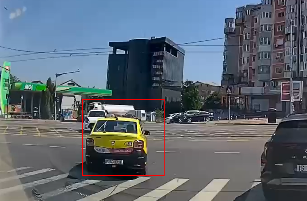 Iată momentul producerii accidentului rutier de la Belvedere, dintre un taxi și o mașină de școală de șoferi