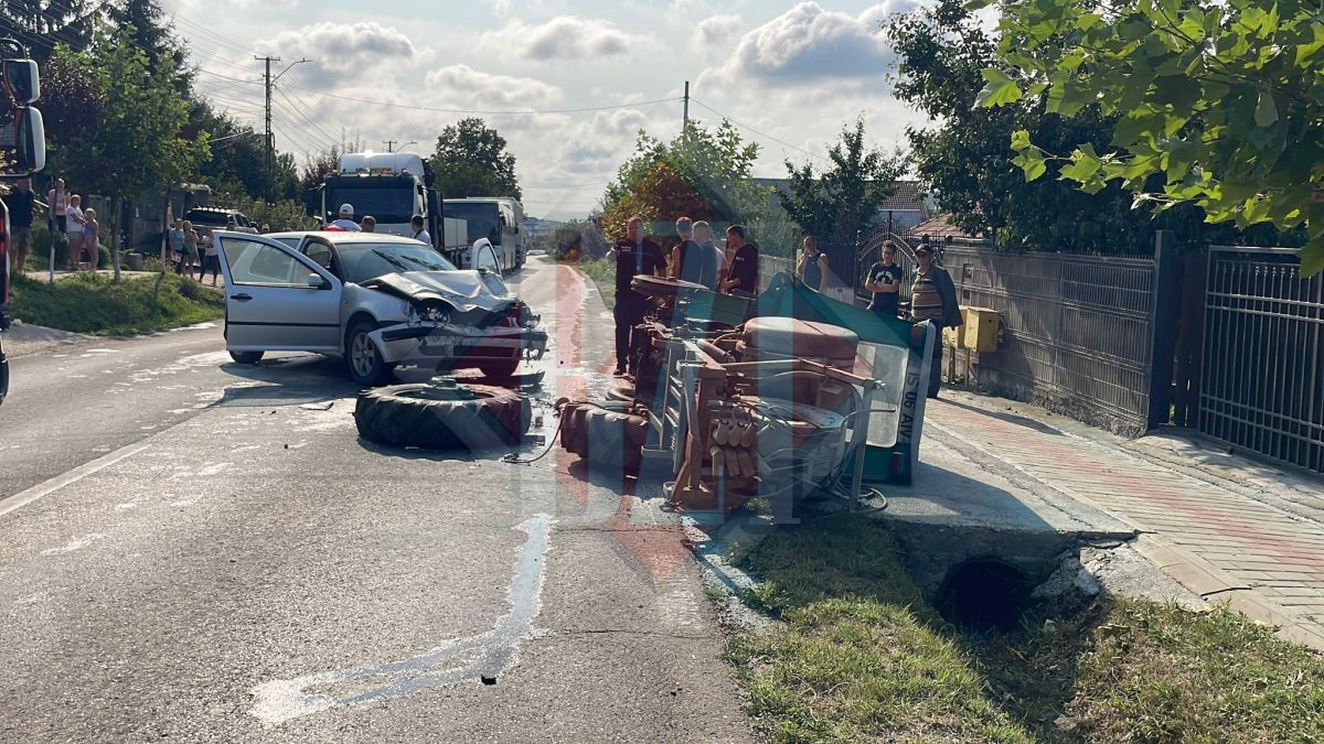 Accident rutier în Tomești! Un tractor a intrat în coliziune cu un autoturism – UPDATE