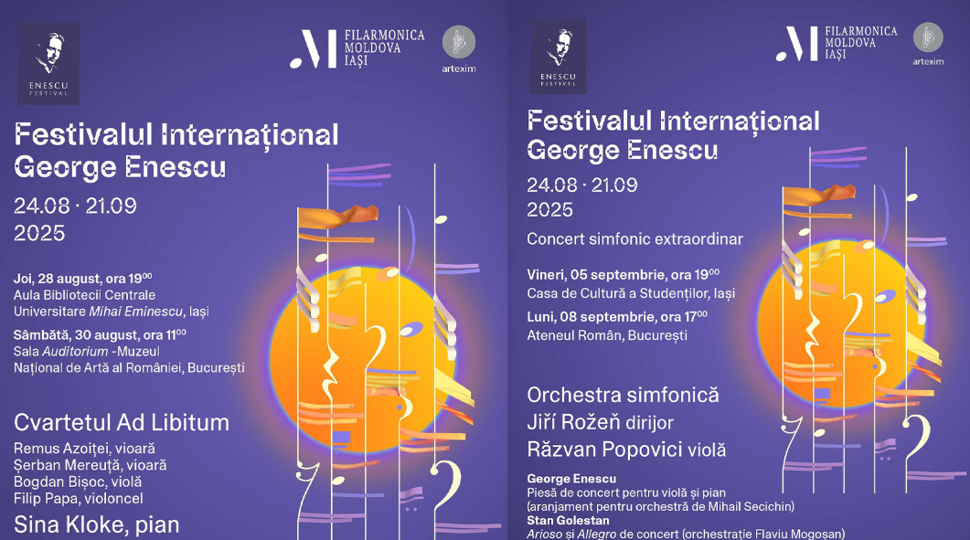 Festivalul „George Enescu” ajunge la Iași! Concerte extraordinare cu artiști de renume internațional