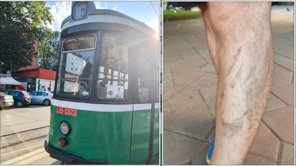 La un pas de tragedie! Un tânăr a încercat să coboare dintr-un tramvai, împreună cu copilul său în cărucior, și au fost prinși între uși. Vatmanul a plecat fără să se mai asigure