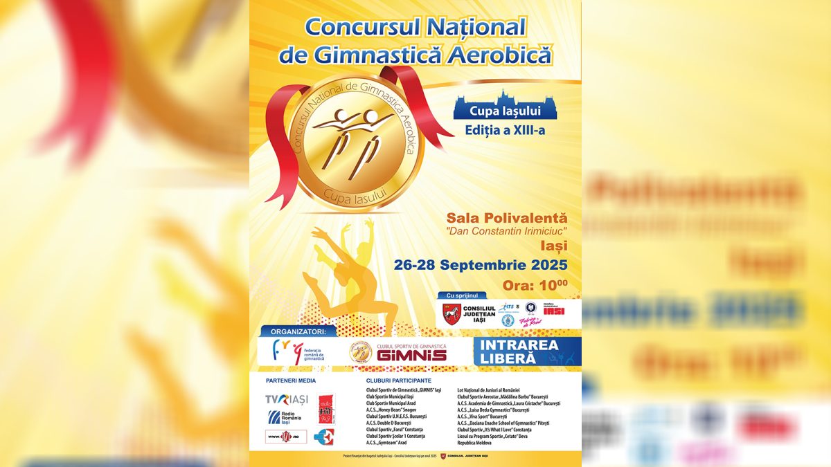 Eveniment inedit la Iași! Începe Concursul Național de Gimnastică Aerobică, ediția a XIII-a. Peste 320 de sportivi vor face spectacol