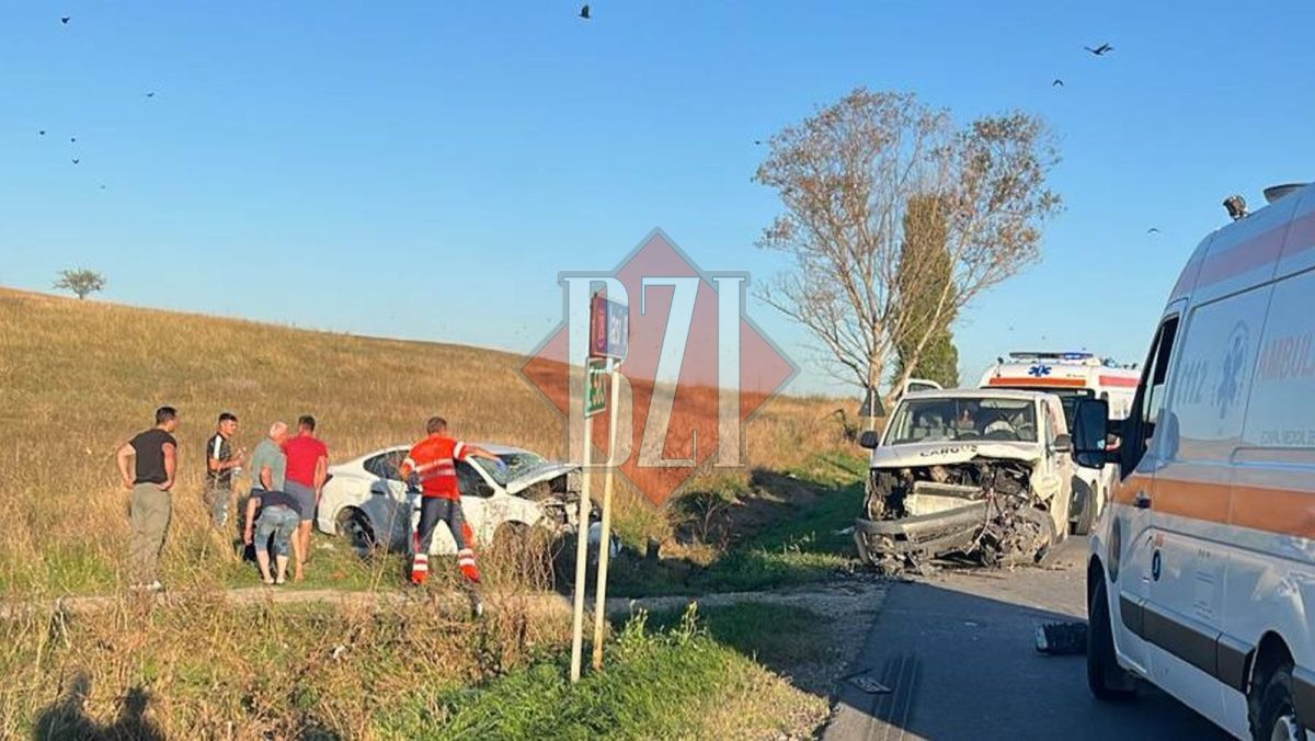 Accident rutier grav la Lețcani! O autoutilitară a intrat în coliziune cu un autoturism. O persoană a rămas încarcerată
