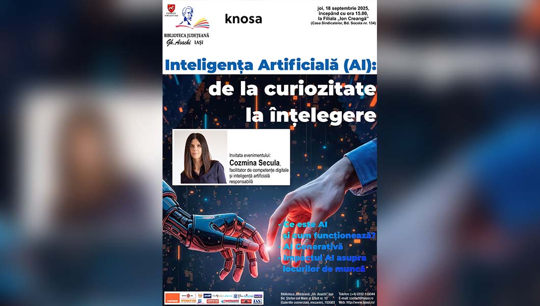 Biblioteca Județeană „Gh. Asachi” Iași organizează un eveniment despre Inteligența Artificială