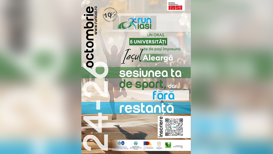Run Iași 2025! Cursă de 10 km pe traseu unidirecțional, organizată între 24 și 26 octombrie