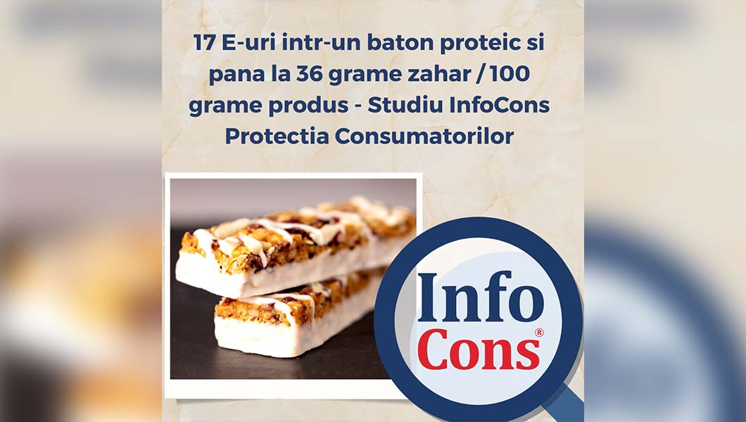 Batoanele proteice din România conțin până la 17 E-uri și 36 g zahăr pe 100 g produs, conform unui studiu InfoCons