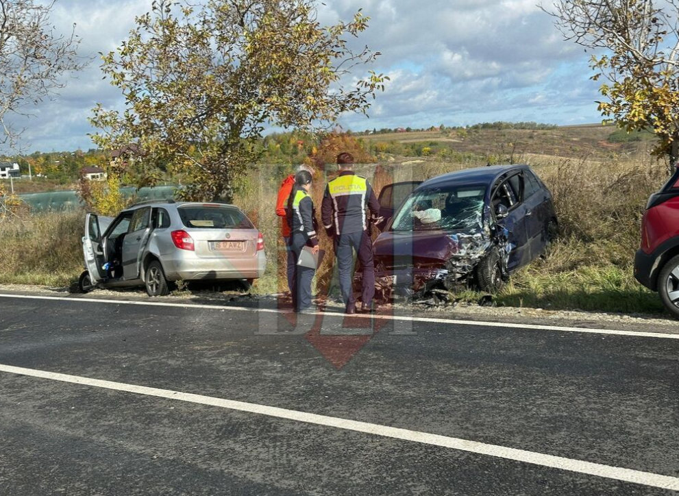 Accident rutier în Popricani. Două autoturisme au intrat în coliziune – UPDATE