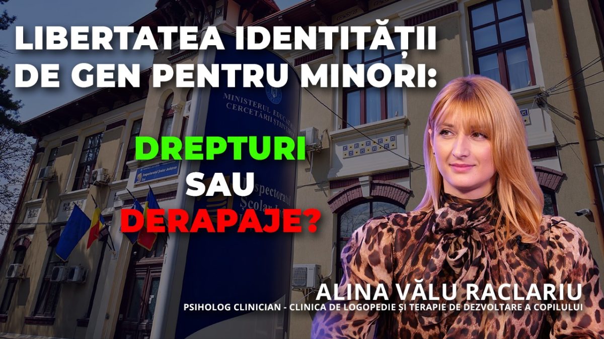 LIVE VIDEO – Ce înseamnă identitatea de gen la copii? Este un drept firesc al exprimării personale sau un derapaj al societății moderne? Alina Vălu Raclariu, psiholog clinician, dezbate tema controversată la BZI LIVE