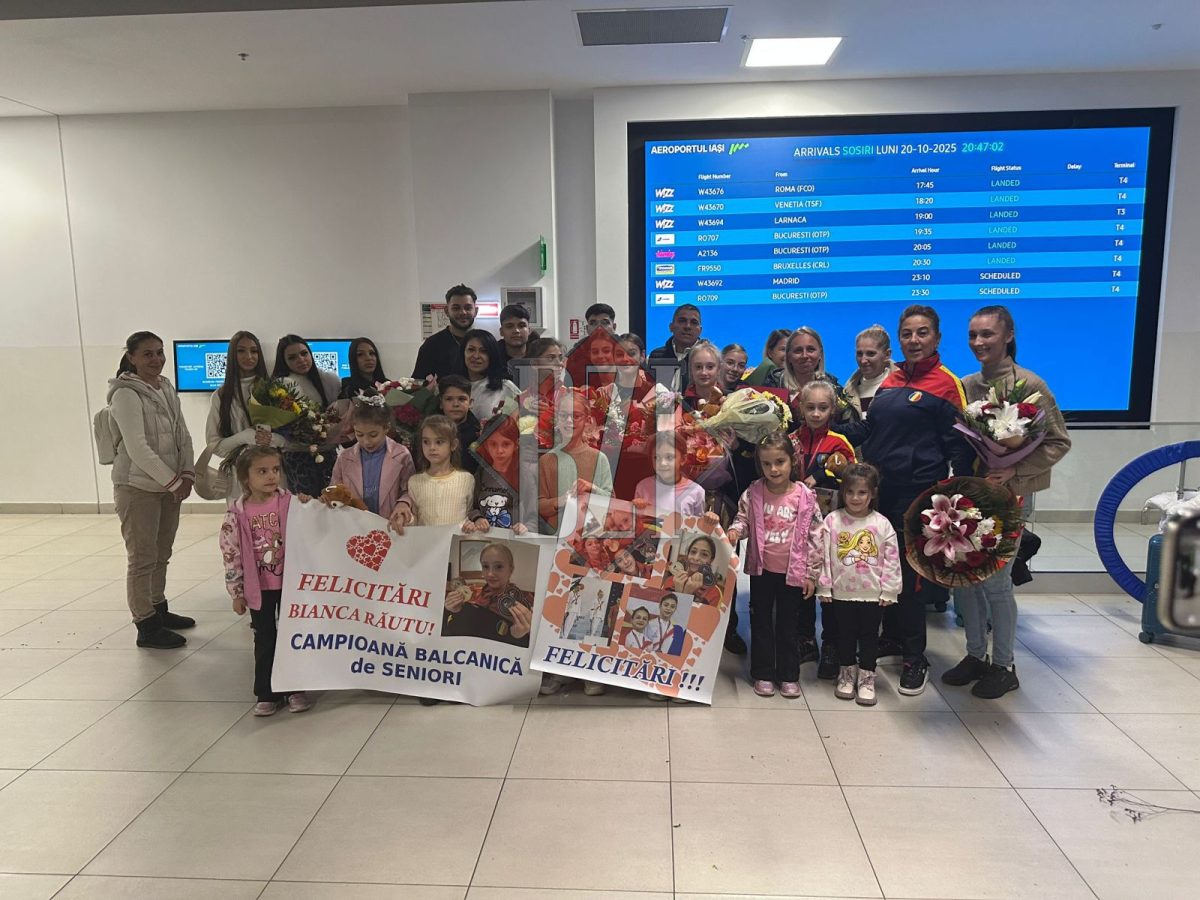 Momente emoționante la aeroport! Gimnastele din Iași s-au întors acasă după competiția excepțională din Serbia