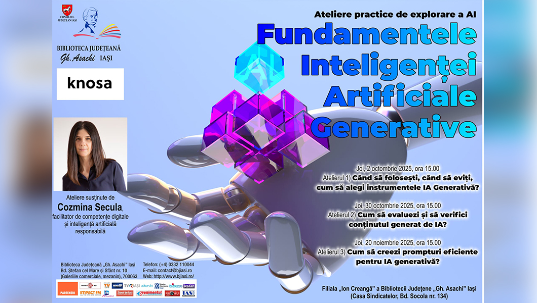 Ateliere gratuite de inițiere în Inteligența Artificială Generativă, organizate de Biblioteca Județeană „Gh. Asachi” Iaşi