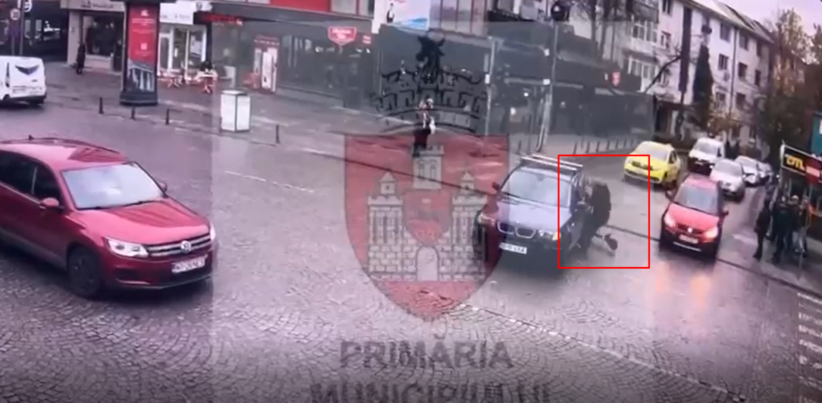Momentul producerii accidentului de pe Ștefan cel Mare. Iată cum trotinetistul intră cu viteză în BMW