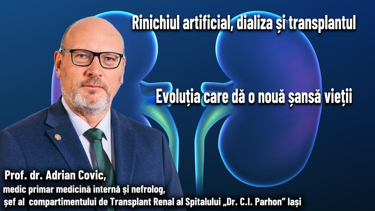 Prof. univ. dr. Adrian Covic, șef al Compartimentului de Transplant Renal de la Spitalul „Dr. C. I. Parhon” din Iași, medic primar în medicină internă și nefrologie discută la emisiune BZI LIVE despre evoluția medicinei prin rinichiul artificial, dializă și transplantul renal