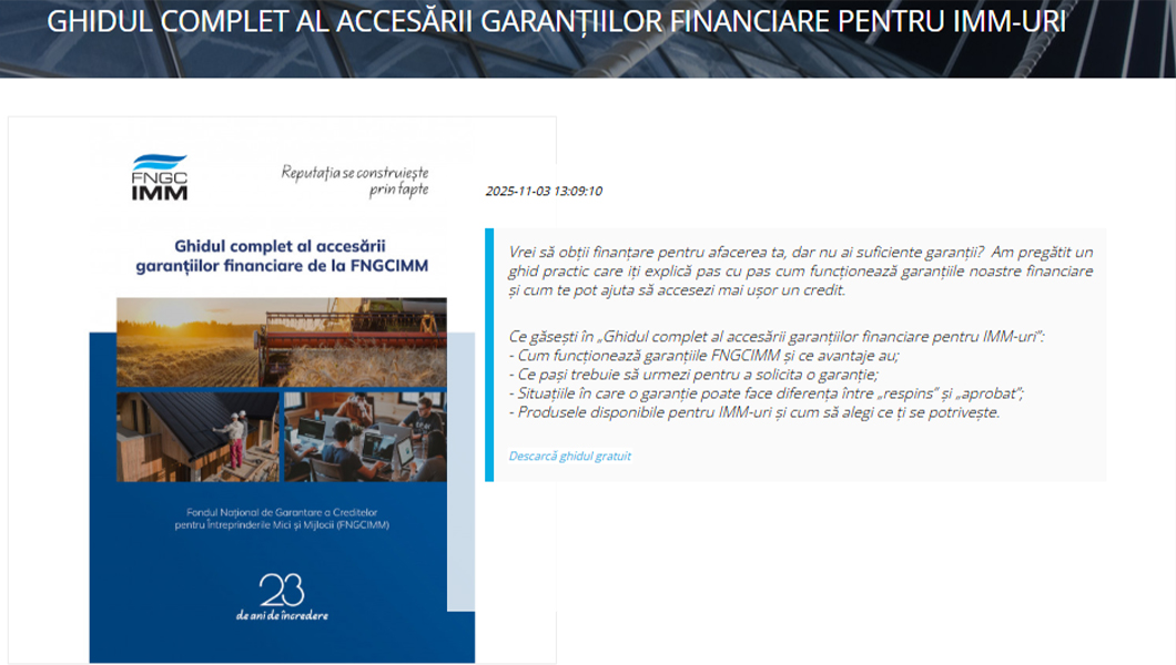FNGCIMM lansează ghidul complet al accesării garanțiilor financiare