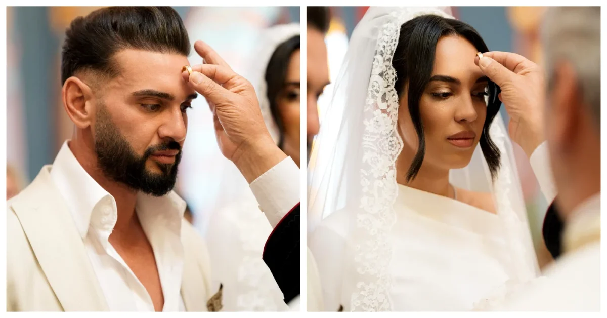 Imagini de colecție! Dorian Popa și Andreea, cununie religioasă de poveste